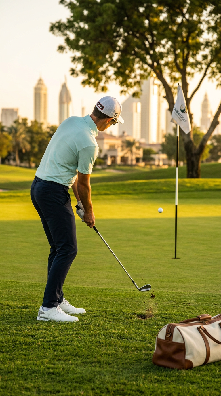 Golfer hitting a chip shot on the course