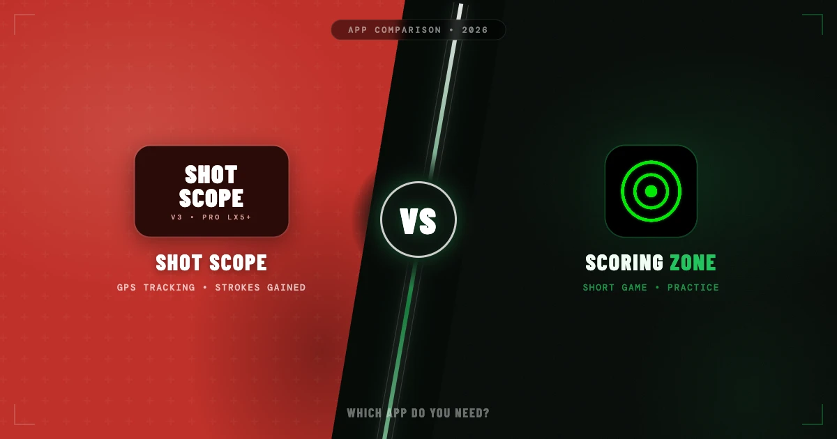 Branded comparison thumbnail showing Scoring Zone vs Shot Scope with VS divider