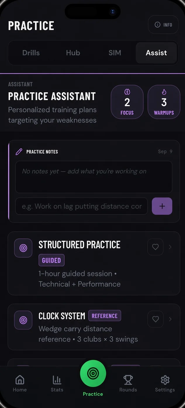 The Scoring Zone Practice Assistant building a personalised plan from your weaknesses, with structured practice and the clock system