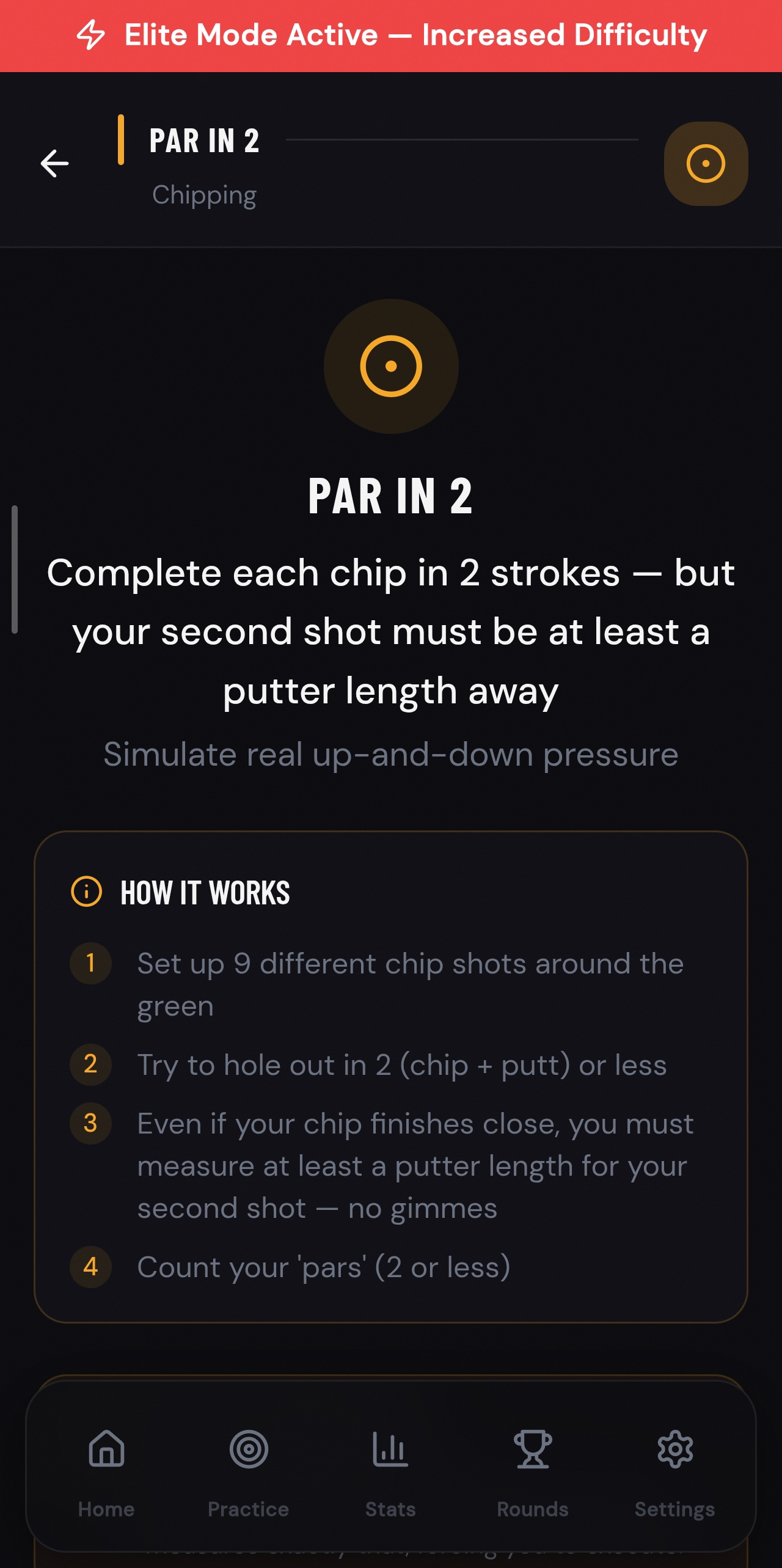 Scoring Zone Elite Mode challenge screen