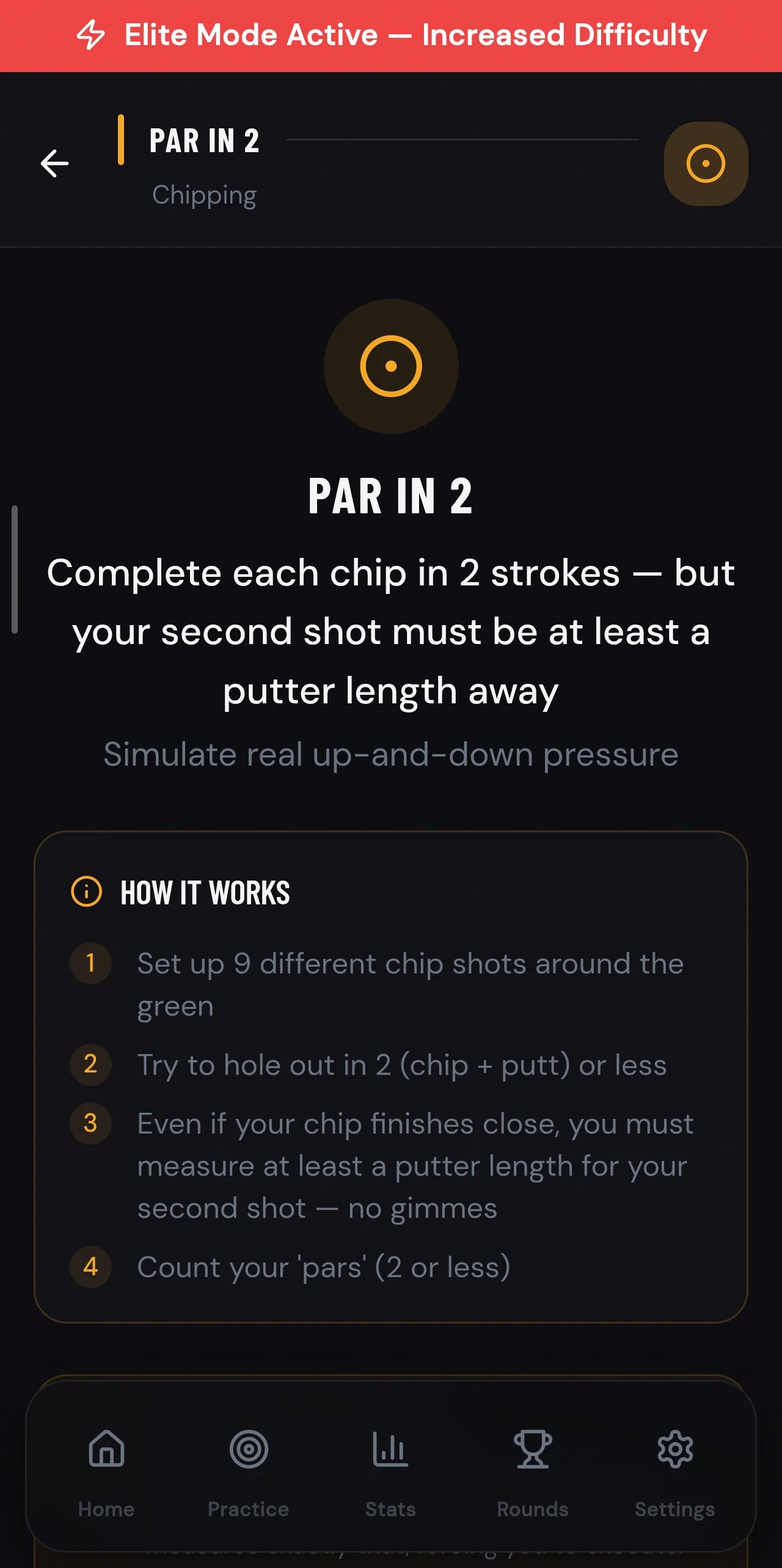 Scoring Zone Elite Mode challenge screen