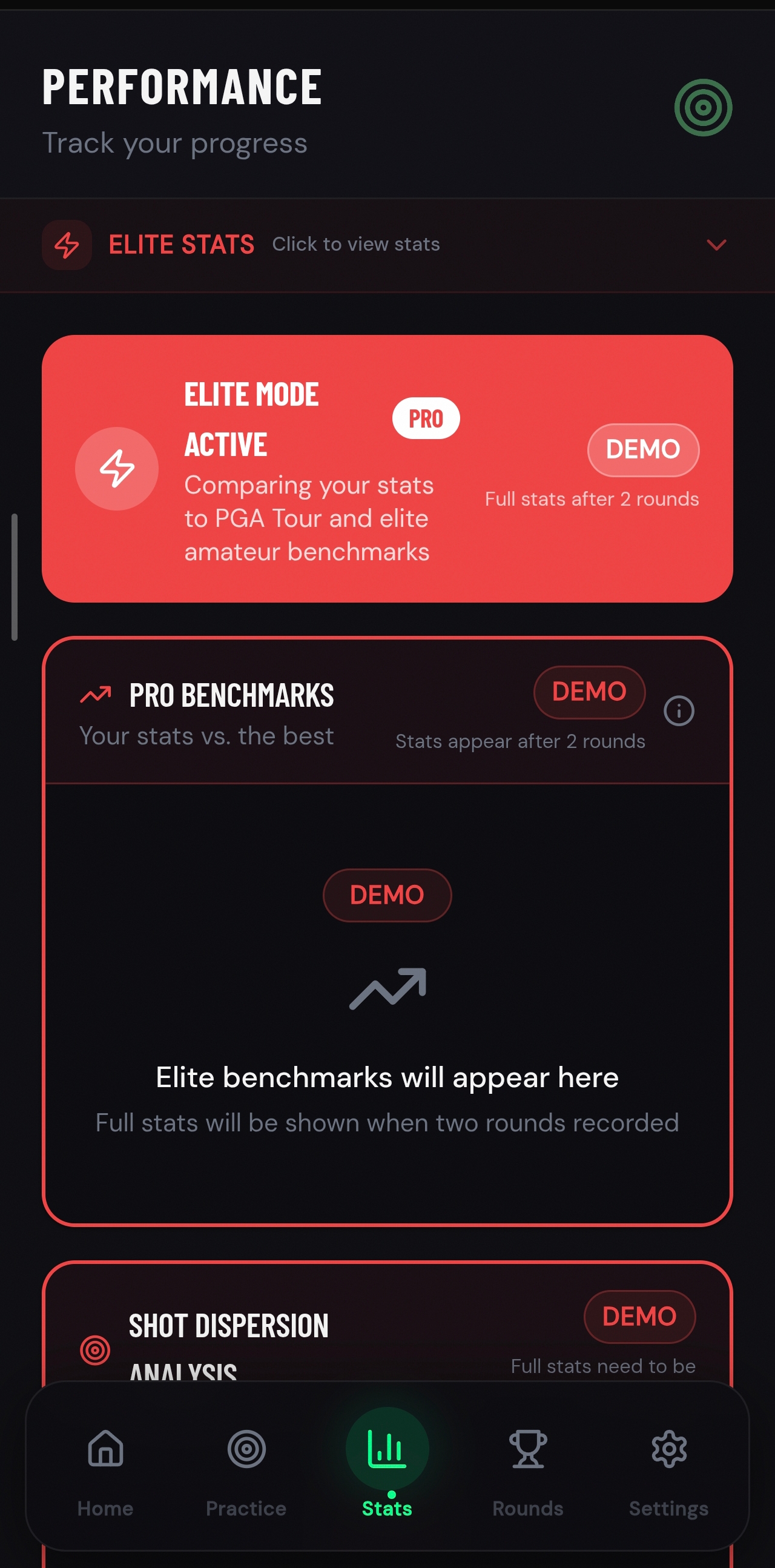 Scoring Zone Elite Mode analytics dashboard
