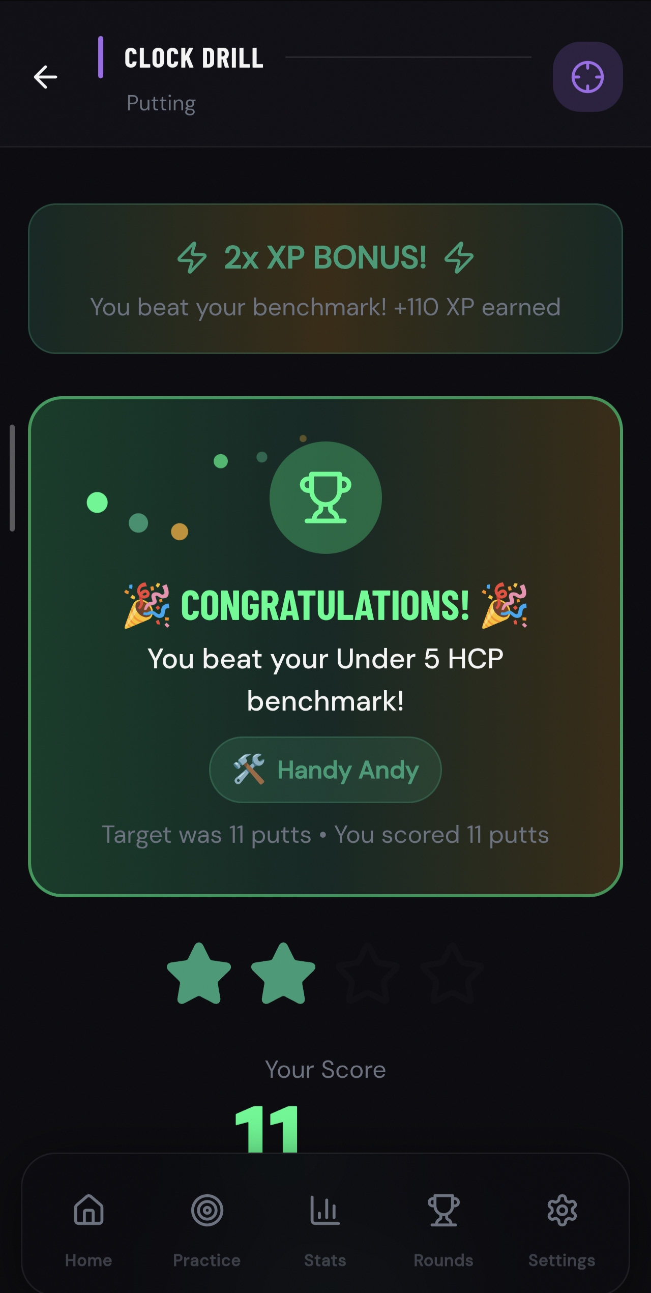 Scoring Zone putting challenge complete