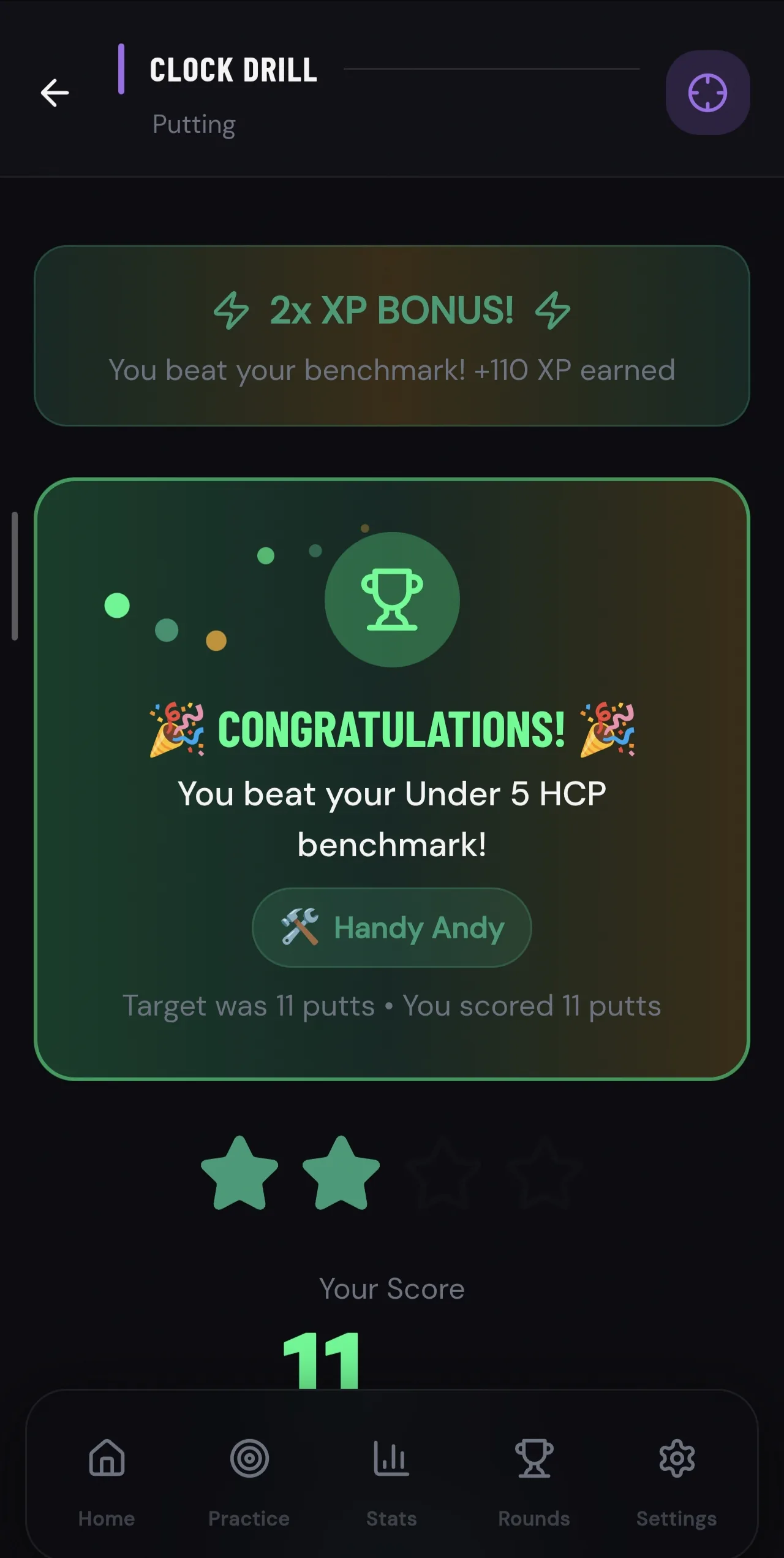 Scoring Zone putting challenge complete